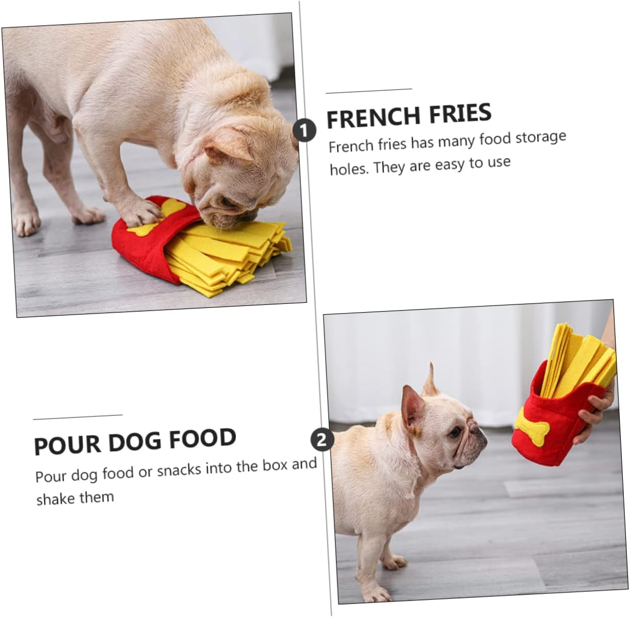 balacoo Juego de comida interactiva en forma de felpa masticable chirriante papas fritas juguetes habilidades ocultar forraje lento para cachorros,