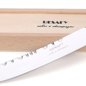 Resafy Abridor de vino espumoso con espada de champán, abridor de champán con estuche de regalo de madera Resafy Abridor de vino espumoso con espada de champán, abridor de champán con estuche de regalo de madera