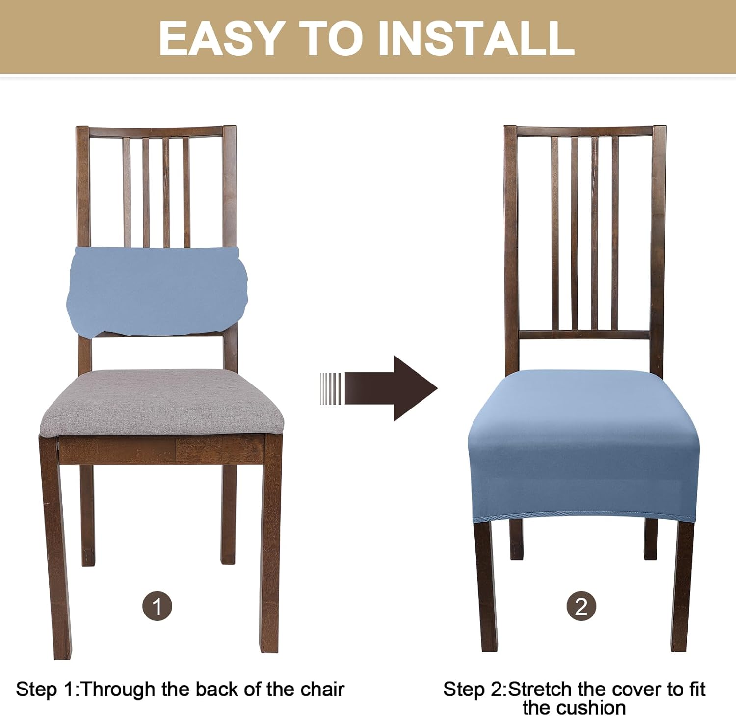 NIBESSER Juego de 6 fundas de asiento para sillas de comedor, elásticas, suaves, extraíbles y lavables, para comedor, fundas de cojín de asiento