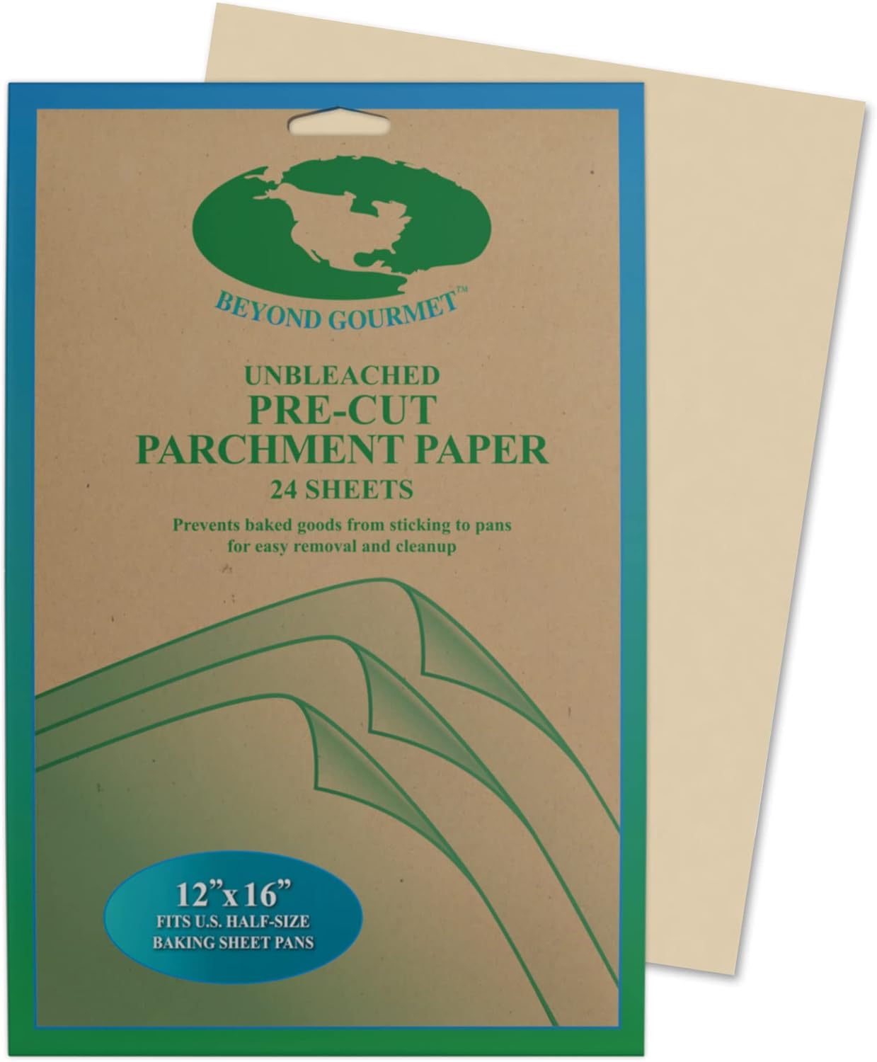 Hojas de papel pergamino precortadas antiadherentes, 12 x 16 pulgadas, 24 hojas
