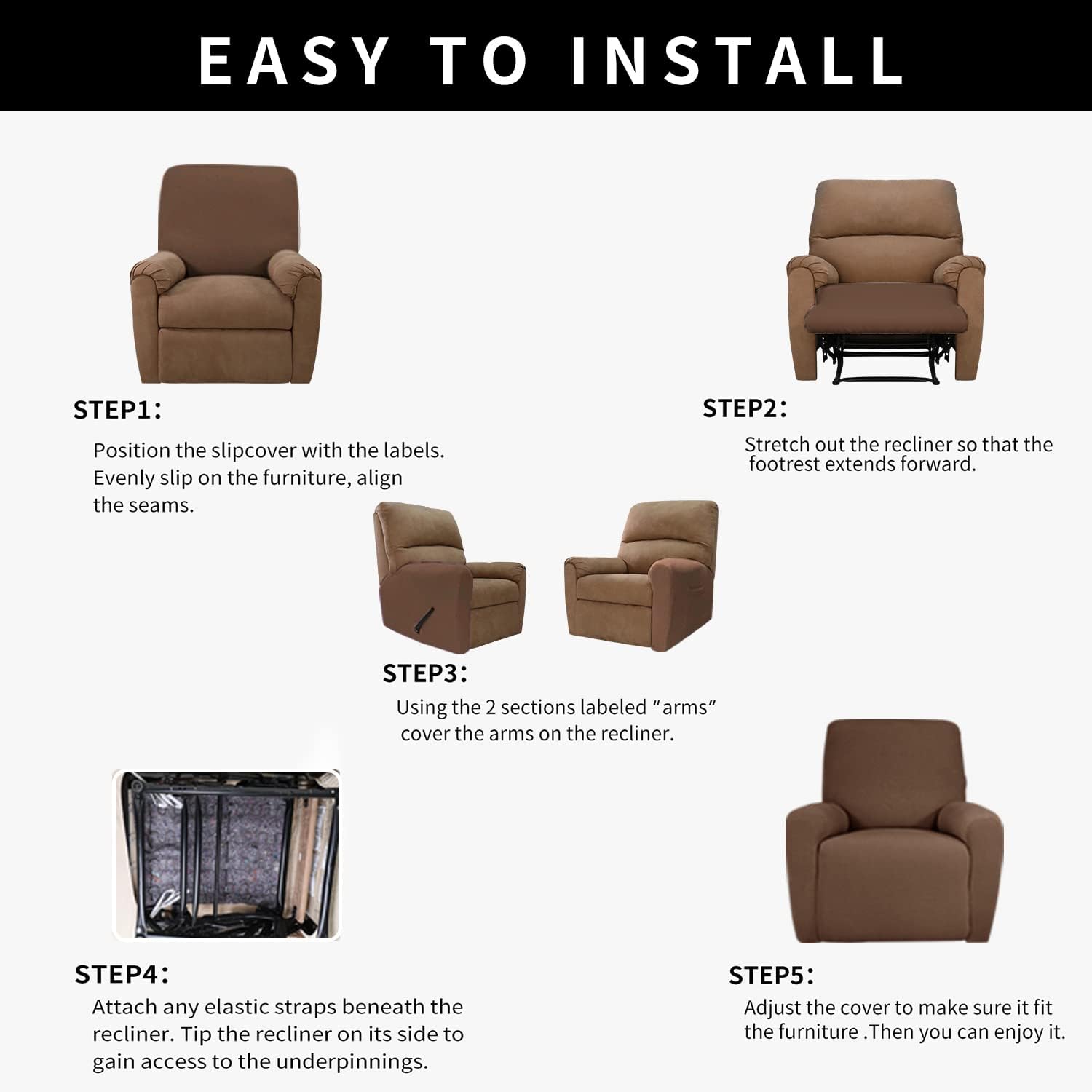 Easy-Going Funda reclinable 100% impermeable doble, elástica, suave, para perros, funda de sofá para sofá reclinable, protector de muebles a prueba