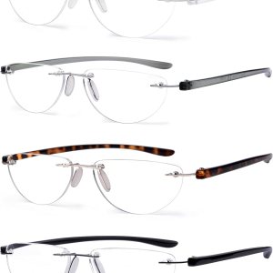 Eyekepper Paquete de 4 lentes de lectura sin montura para mujeres y hombres, lectores de media luna +1.25 Eyekepper Paquete de 4 lentes de lectura sin montura para mujeres y hombres, lectores de media luna +1.25