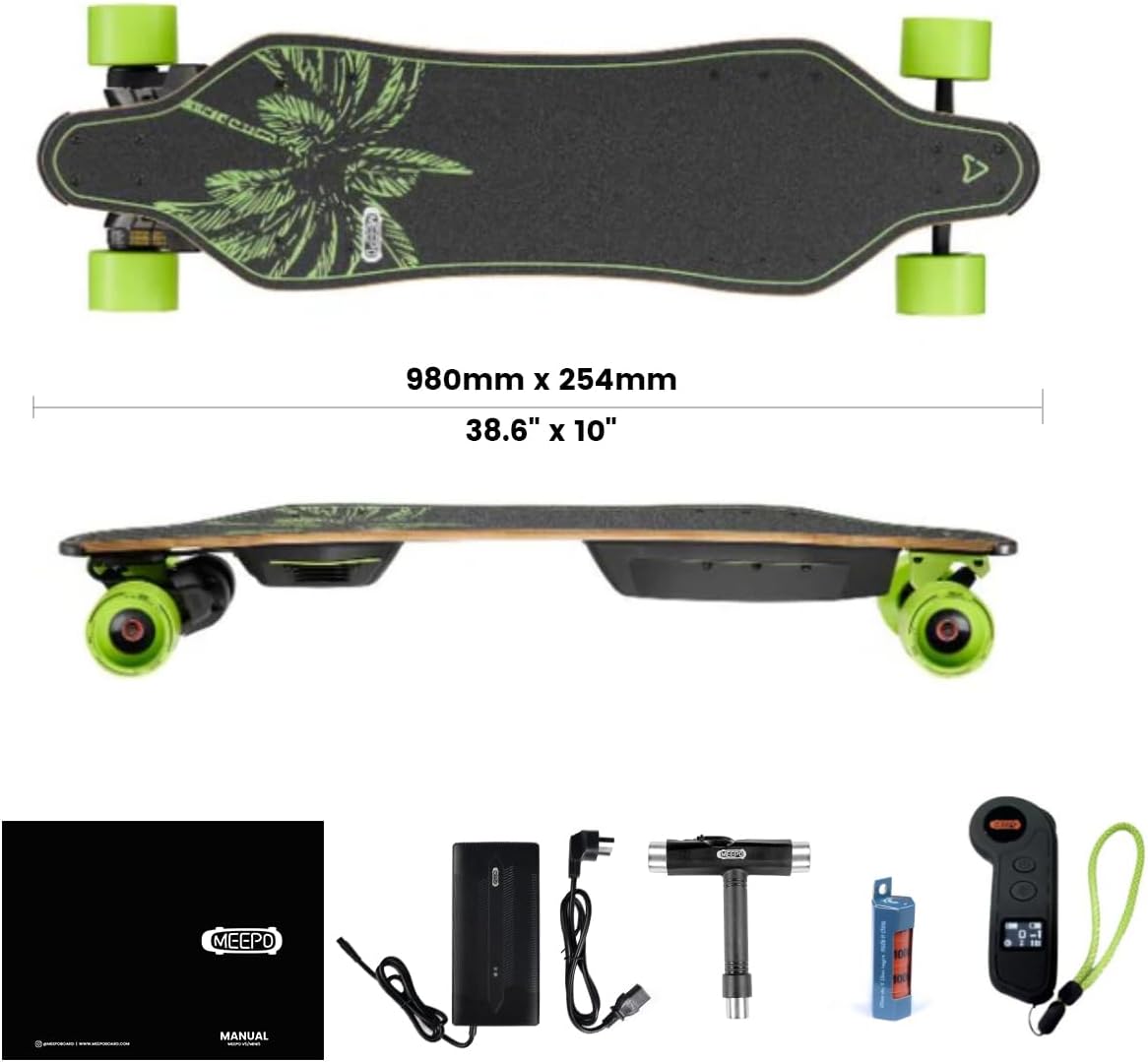 MEEPO V3SV5V5ERENVY – Patineta eléctrica con control remoto, velocidad máxima de hasta 29 mph, frenado suave de 4 velocidades, diseño de asa de