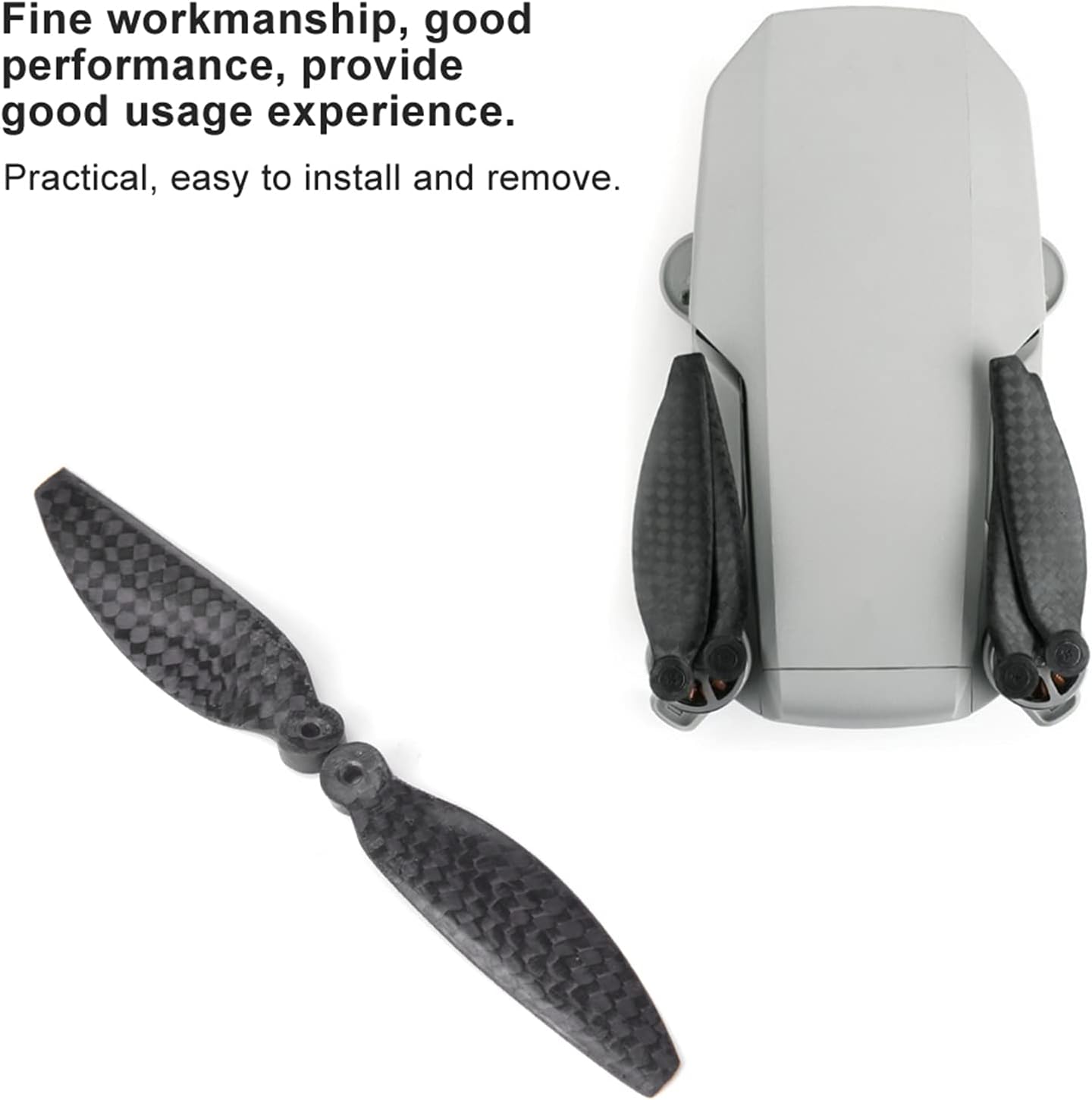 Carbon Fiber Drone Blades, Durable Stable Practical Resistance Drone Propellers Drone Blades Lightweight for DJI Mavic Mini Black(Two Pairs)