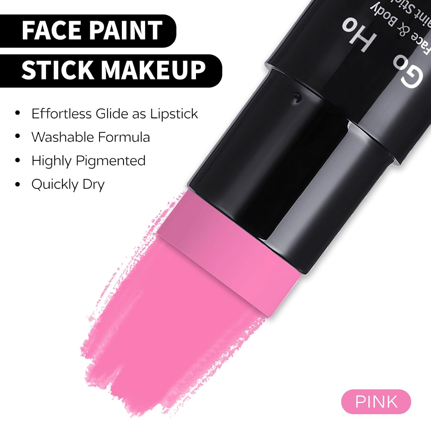 Go Ho Pintura facial rosa intensa, a base de agua, lavable, color rosa intenso, no tóxica, cobertura completa, color rosa crema, pintura corporal