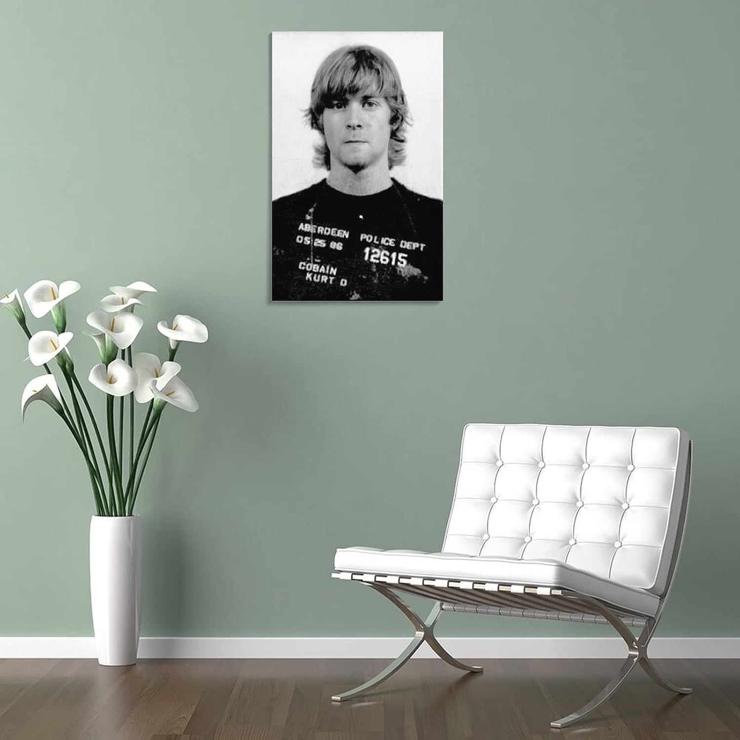 Póster vintage en blanco y negro de mafia Kurt Cobain gángster, póster de retrato, póster de pintura en lienzo, pósteres e impresiones artísticas de