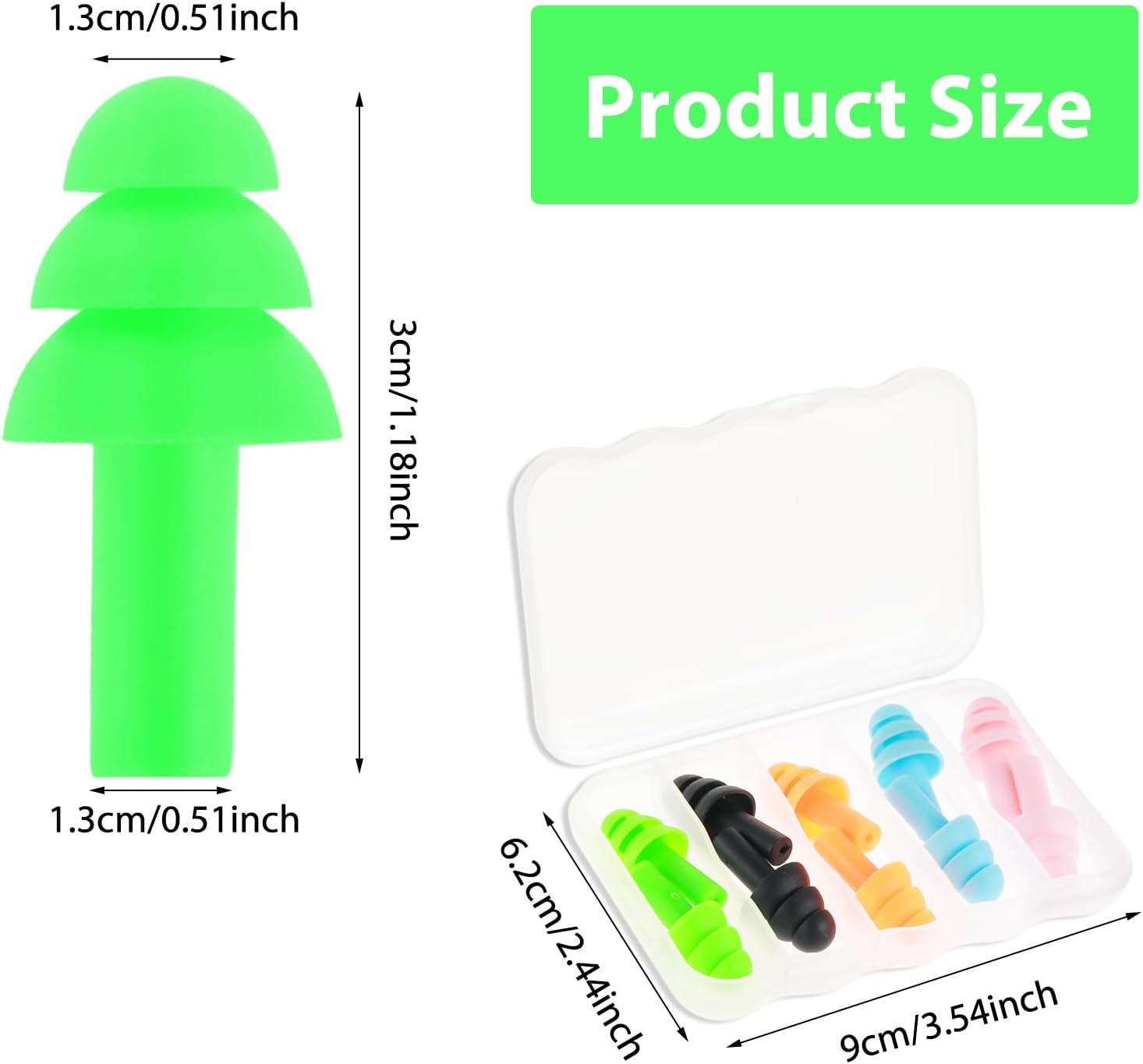Sibba 10 pares de tapones para los oídos para dormir, de silicona suave, reutilizables, para dormir con cancelación de ruido durante el estudio,