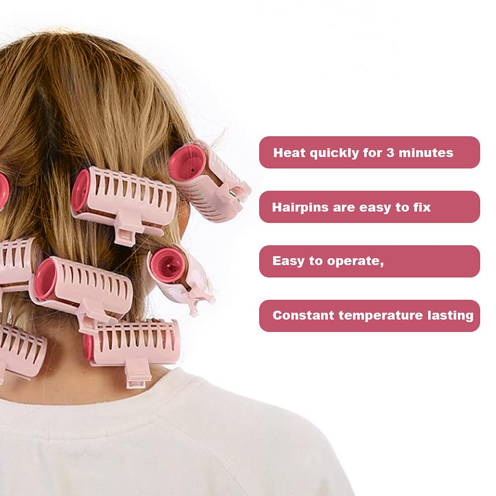 Rodillos eléctricos con calefacción, 15 unidades de varillas eléctricas para rizar el cabello, rodillo rizador de pelo de 1.181 in con pinzas para