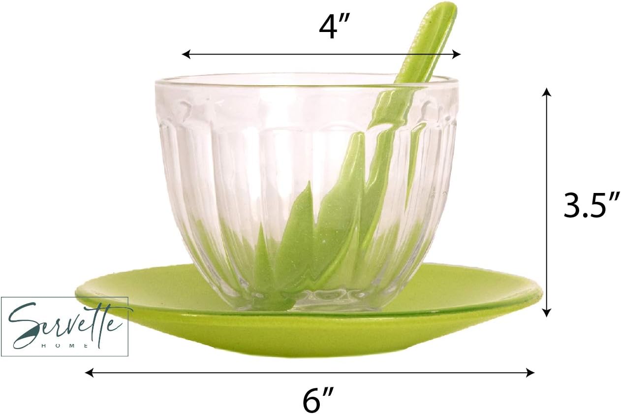 Servette Home Tazas de postre de vidrio para helado – Verde