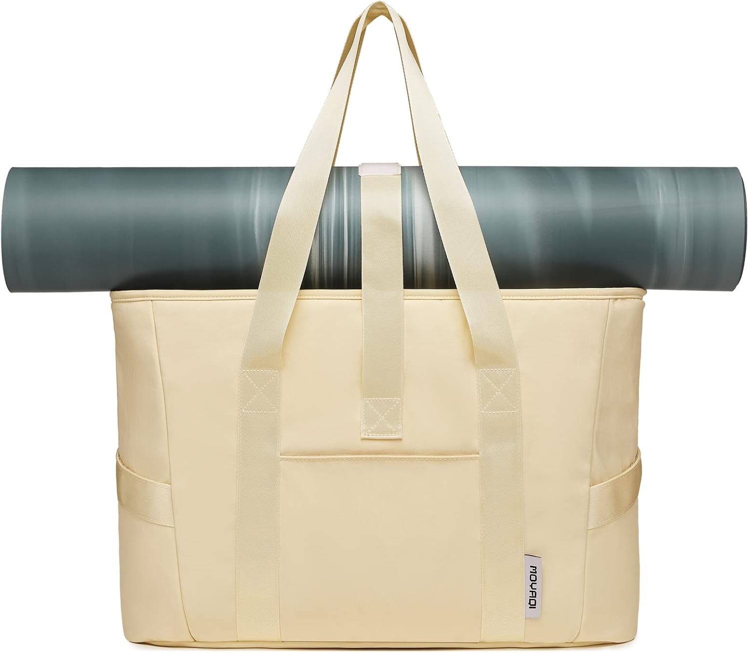 MOYAQI – Bolsa de yoga para mujer, bolsa de hombro grande con correa para esterilla de yoga para gimnasio, trabajo, viajes, escuela, playa, negocios