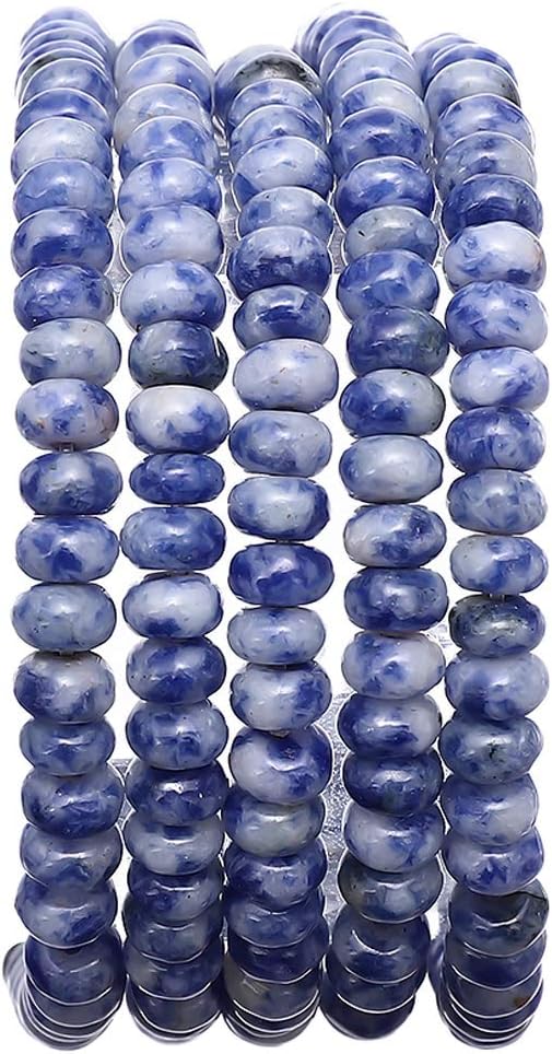 BEADIA Rondelle de piedra de sodalita azul natural, 0.157×0.236 in, sueltas, semi piedras preciosas para la fabricación de joyas, 15.0 in