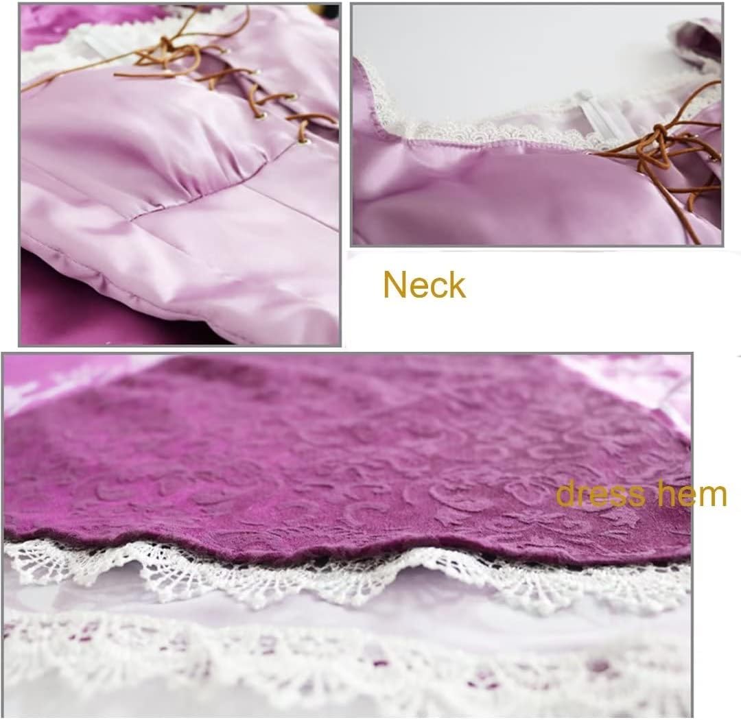 Hotcostyle Vestido morado enredado Rapunzel Cosplay disfraz princesa Lepe vestido mágico púrpura