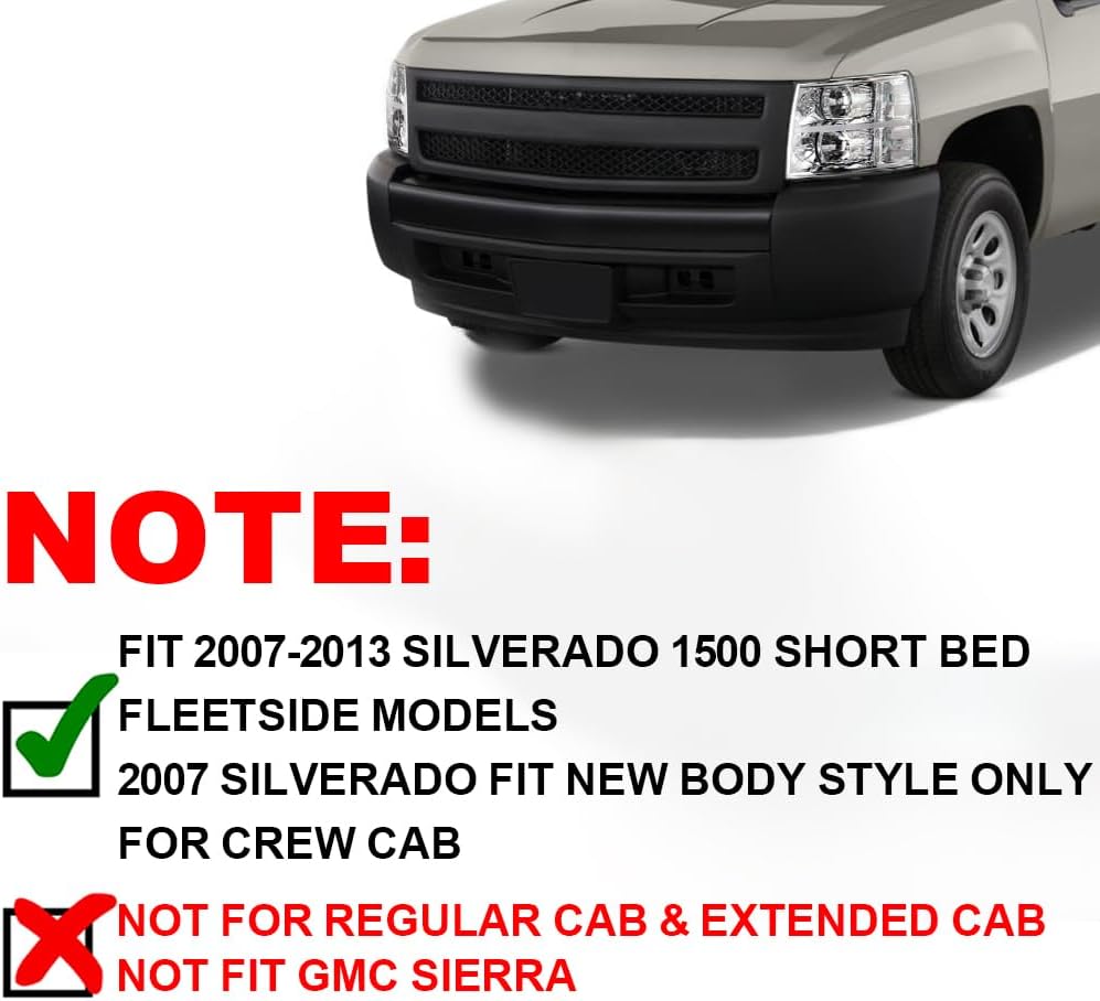 G-PLUS 4 guardabarros de rueda Chevy Silverado 1500 caja plana corta, arco interno de doble cabina 2007-2013 69.3 in, solo carrocería de Silverado