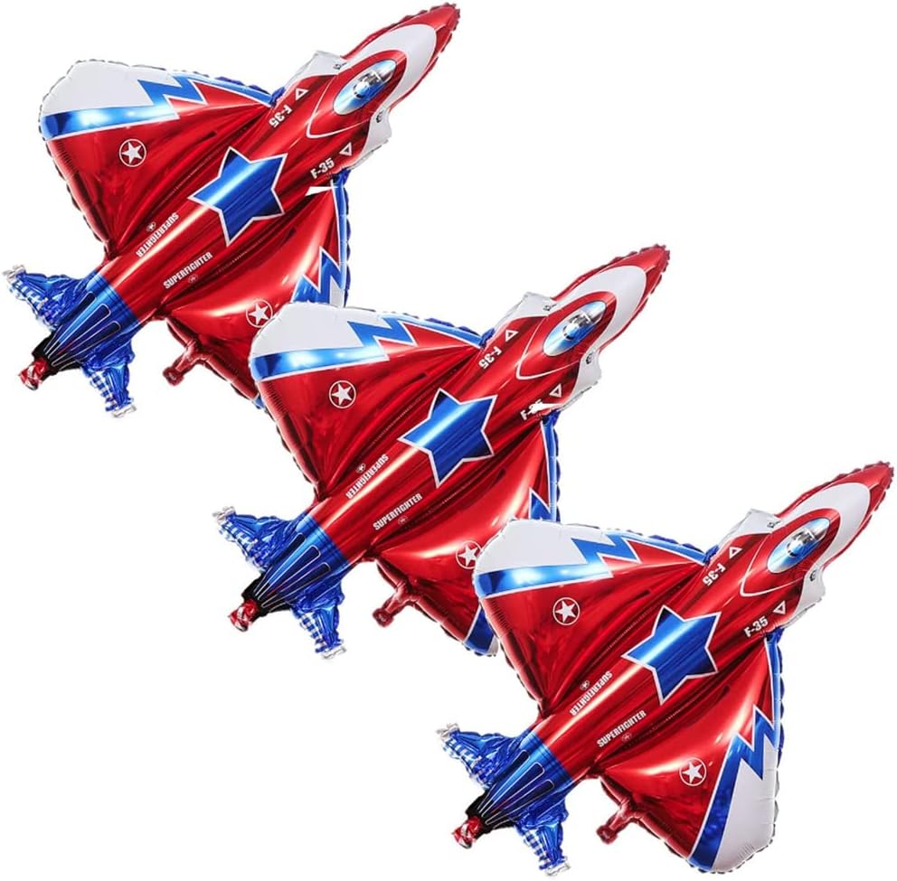 3 globos de avión de caza con dibujos animados para fiesta voladora de cumpleaños, globos de aluminio para decoración de globos de avión, juguete