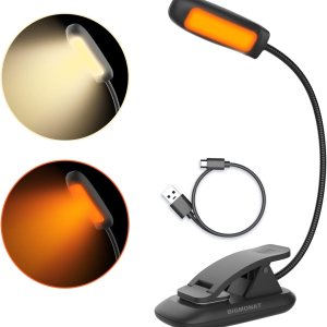 BIGMONAT – Luz de lectura para libro, luz de noche recargable, color ámbar recargable, cuello plegable portátil, USB o funciona con pilas, luz de BIGMONAT – Luz de lectura para libro, luz de noche recargable, color ámbar recargable, cuello plegable portátil, USB o funciona con pilas, luz de