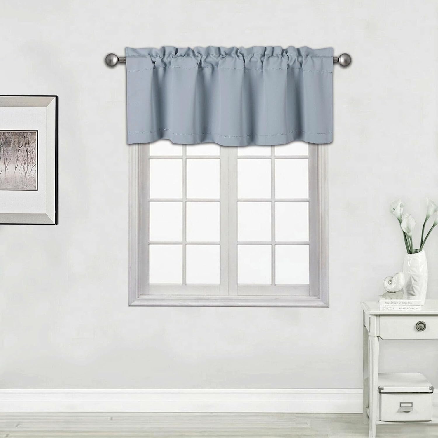 TVLO 1 cenefa térmica opaca recta para ventana, colores sólidos, decoración de ventana pequeña, para el hogar, cocina, restaurante, hotel, 54