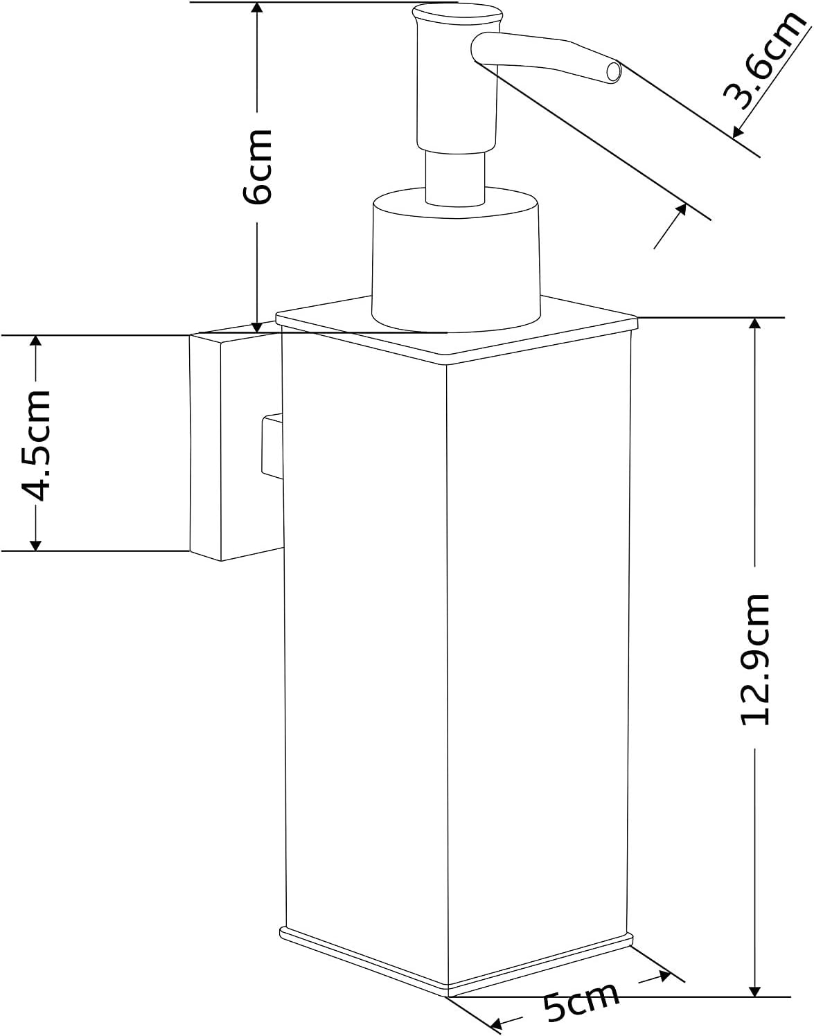 BGL Dispensador de jabón de acero inoxidable 304 para montaje en pared, dispensador de líquido y jabón para cocina y baño (negro, cuadrado)