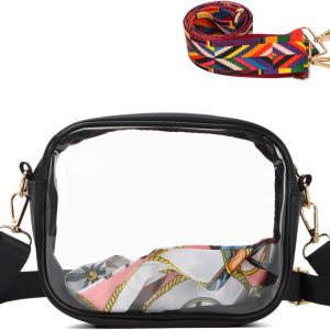 Oweisong Bolsa transparente para mujer, aprobada para estadios, correa de guitarra, bolsa de hombro transparente para conciertos deportivos Oweisong Bolsa transparente para mujer, aprobada para estadios, correa de guitarra, bolsa de hombro transparente para conciertos deportivos
