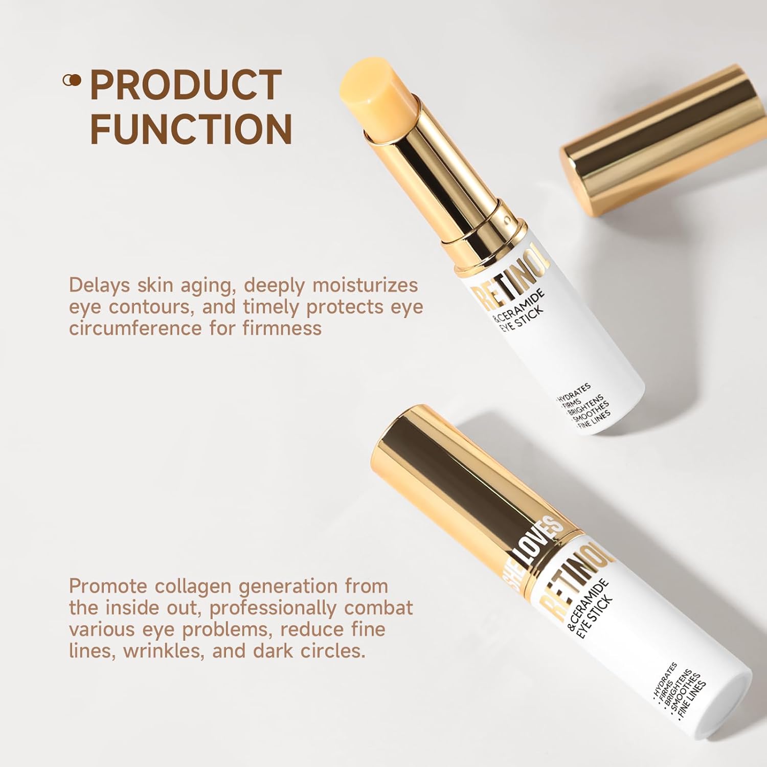 VSTYLE Crema de ojos Stick Eye Blam Body Moisturizing Stick Neck Cream Retinol Portable Eye Skin Stick Anti-arrugas Eliminación de ojeras