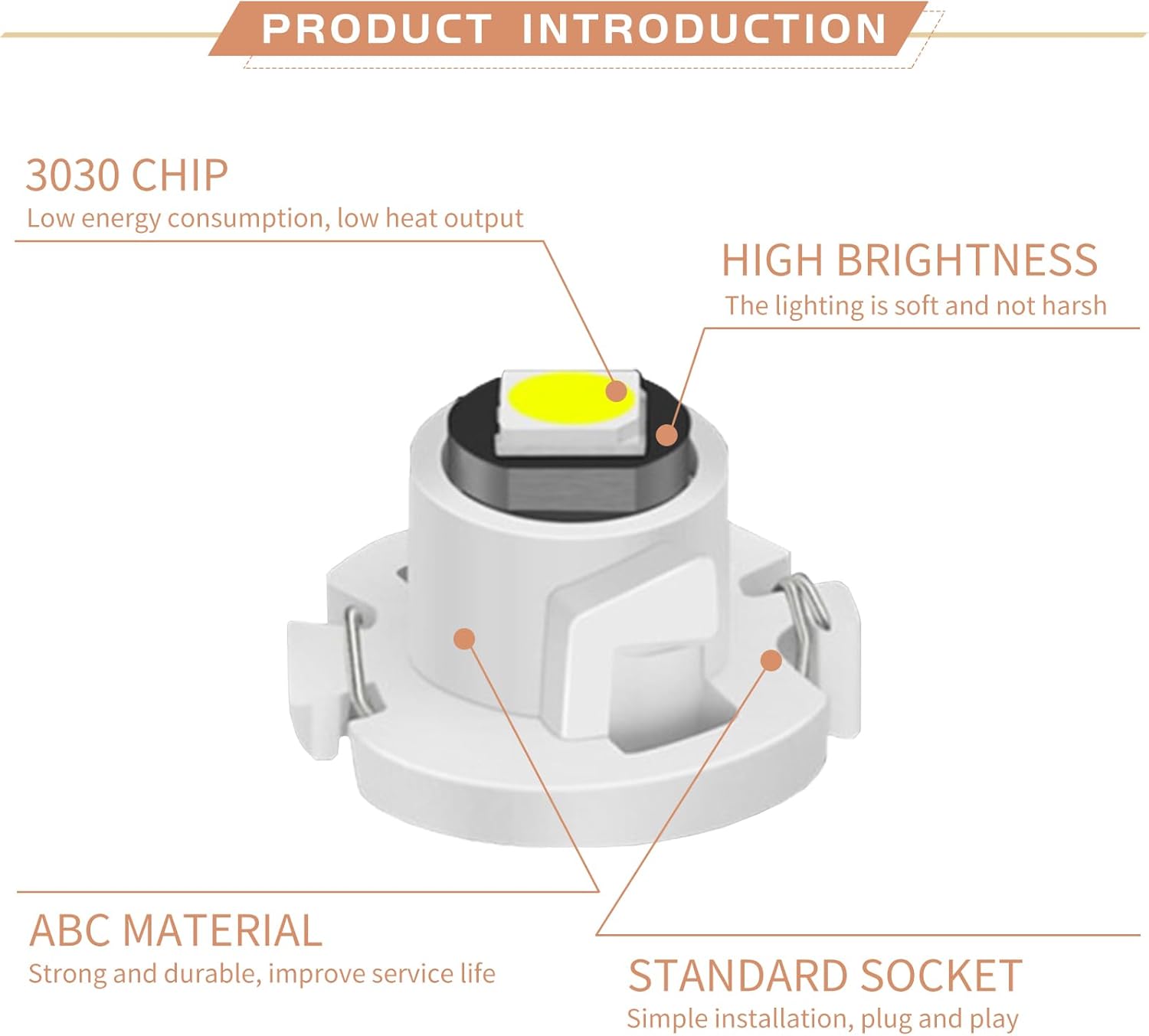 yvshy 10 lámparas de escritorio T4.2 para instrumentos de automóvil, luz indicadora ultra brillante 3030 de 12 V, accesorios de iluminación de
