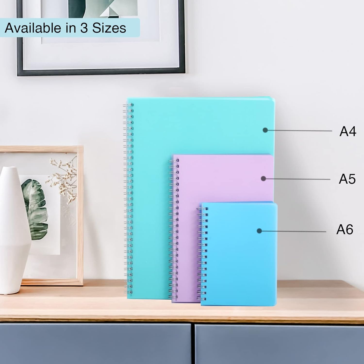Cuadernos de papel cuadriculado, paquete de 4 cuadernos de cuadrícula en espiral de 5.7 x 8.3 pulgadas, 640 páginas, bonitos cuadernos de