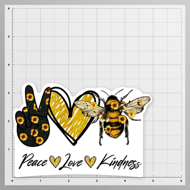 Pegatina de vinilo Peace Love Kindness Bumble Honey Bee Girasol  Calcomanía de pared para auto, camión, camioneta, SUV, ventana, laptop, una