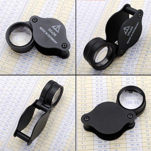 Lupa de cristal de lupa 30X lupa plegable bolsillo lupa para pasatiempos manualidades hogar trabajo joyería detección identificación