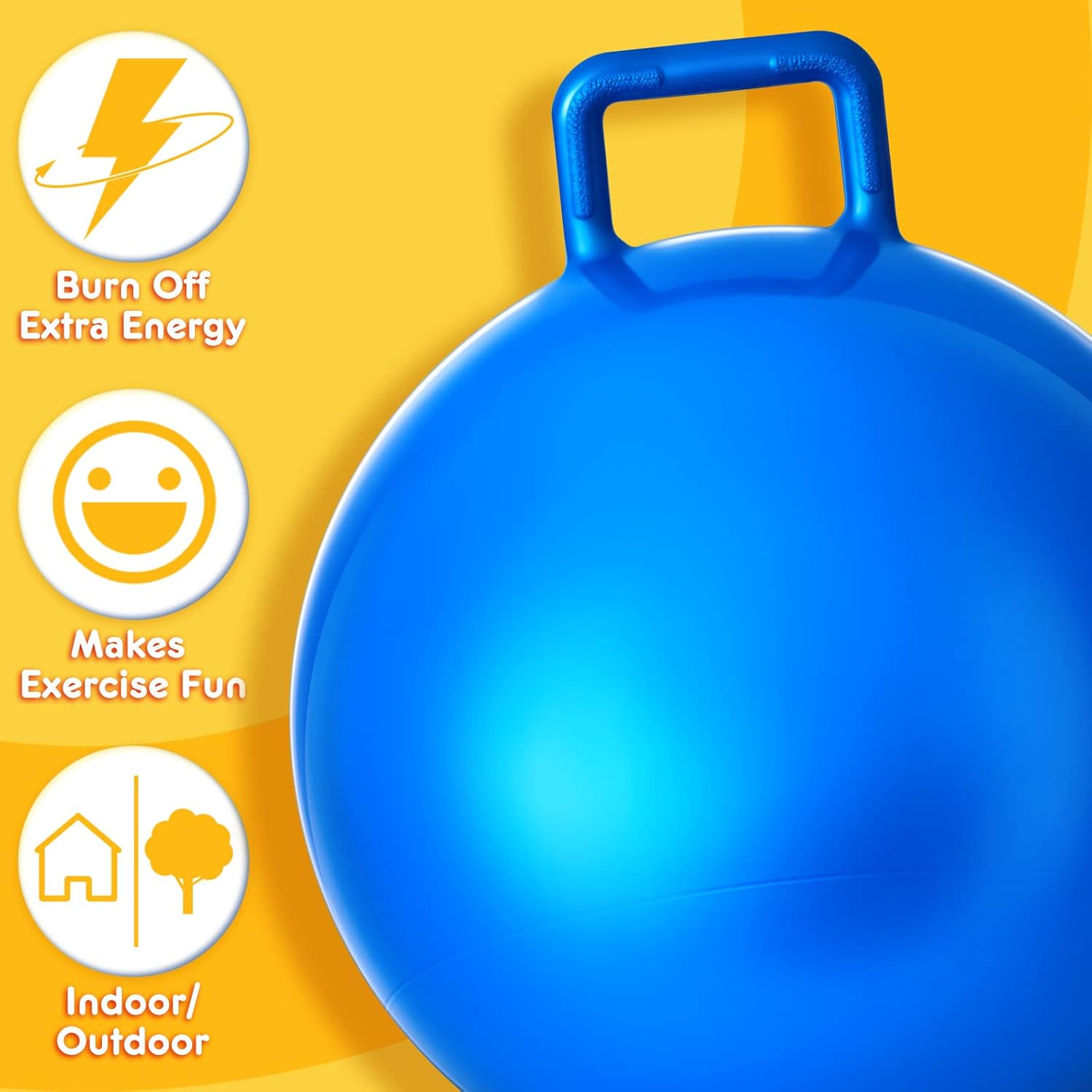 Lewtemi 6 bolas inflables de salto con mango y bomba de aire para ejercicio de juego deportivo al aire libre (rojo, azul, verde, rosa, amarillo,