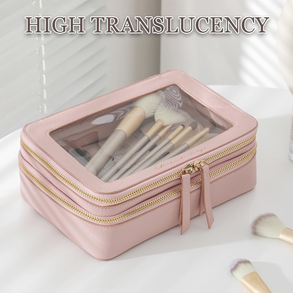 Organizador de bolsa de maquillaje transparente, bolsa de almacenamiento transparente, funda de tren de viaje portátil, bolsa de cosméticos de doble