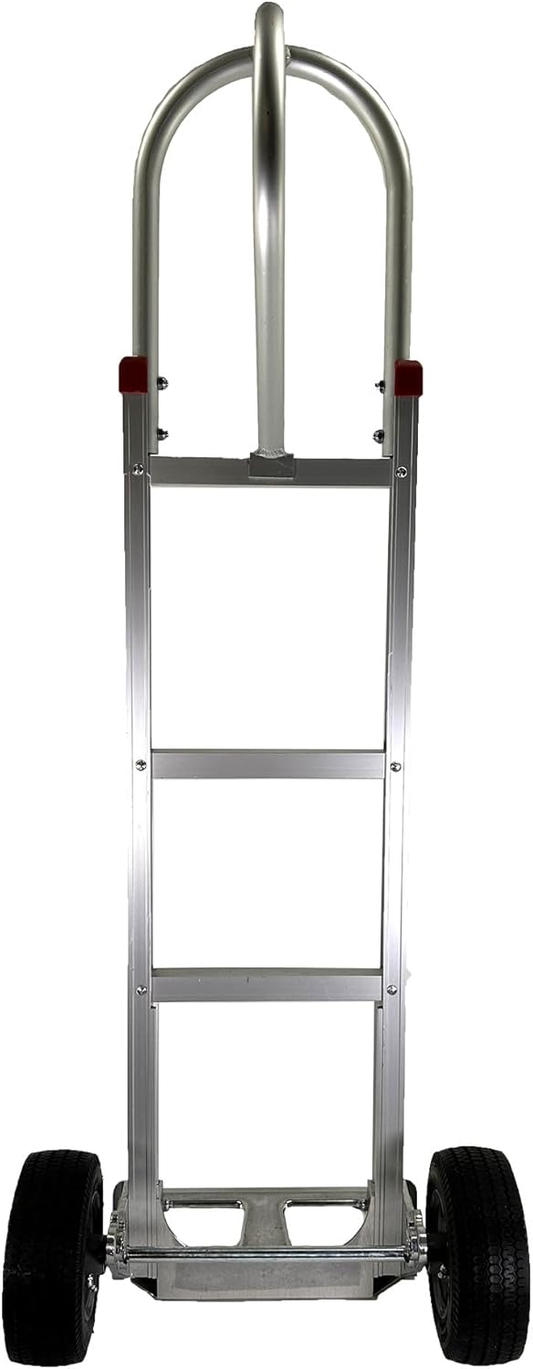 Mango de aluminio para carretilla de mano, capacidad de 500 libras con borde de acero plano de 8 pulgadas, ruedas de poliuretano, placa de nariz de