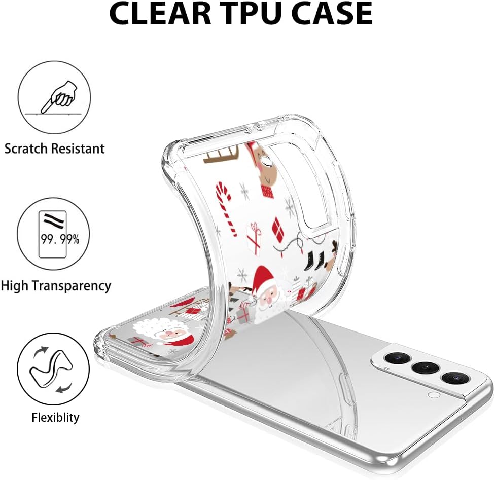 Funda para teléfono Samsung S22, funda transparente de Navidad con parachoques de Santa Claus, funda protectora a prueba de golpes suave para