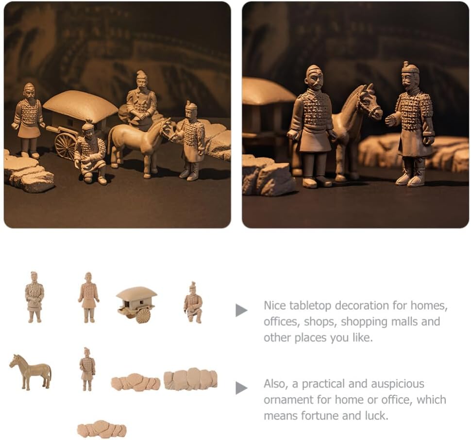 Abaodam 9 unidsset de estatuas de guerreros de terracota Xian China terracota guerreros carro y caballo modelo China Qin dinastía guerreros
