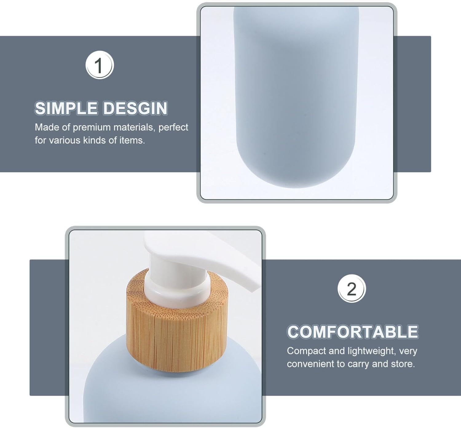 Beaupretty 2 botellas dispensadoras de plástico con bomba de 6.8 fl oz, botellas de champú y acondicionador, contenedor recargable para baño, ducha,
