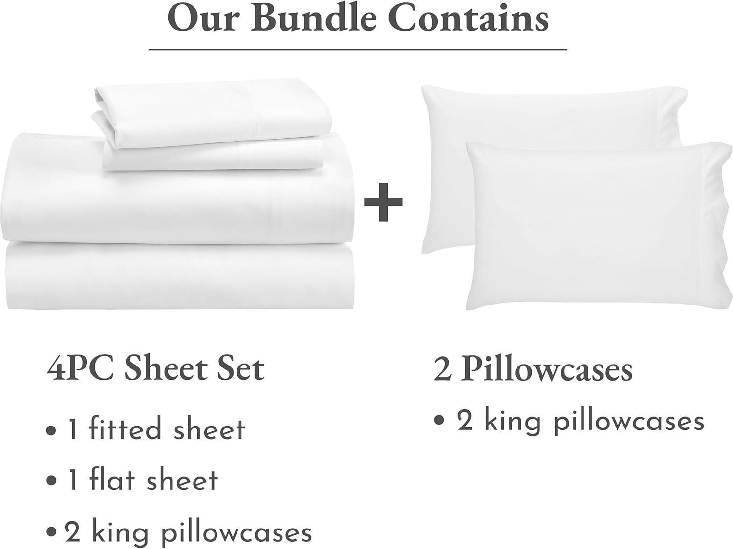 California Design Den Sábanas de satén de 600 hilos, tamaño King, color blanco puro, juego de ropa de cama suave de 6 piezas, 100% algodón puro de