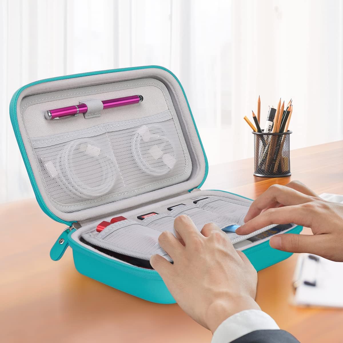 Canboc Estuche organizador electrónico de viaje duro para MacBook adaptador de corriente Cable cargador Apple Magic Mouse Power Bank Apple Pencil