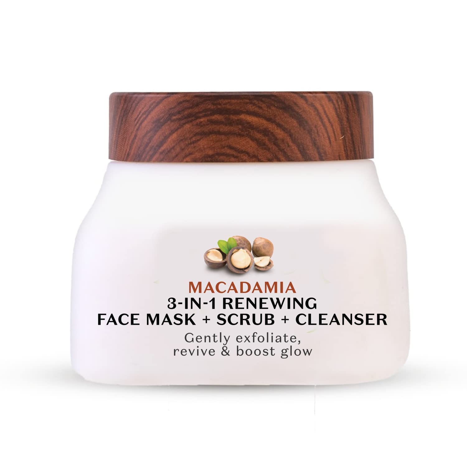 Mascarilla revitalizante 3 en 1 de Macadamia  Exfoliante y limpiador  Limpia los poros  Sin sulfatos ni parabenos  Todo tipo de piel  4.7 fl oz