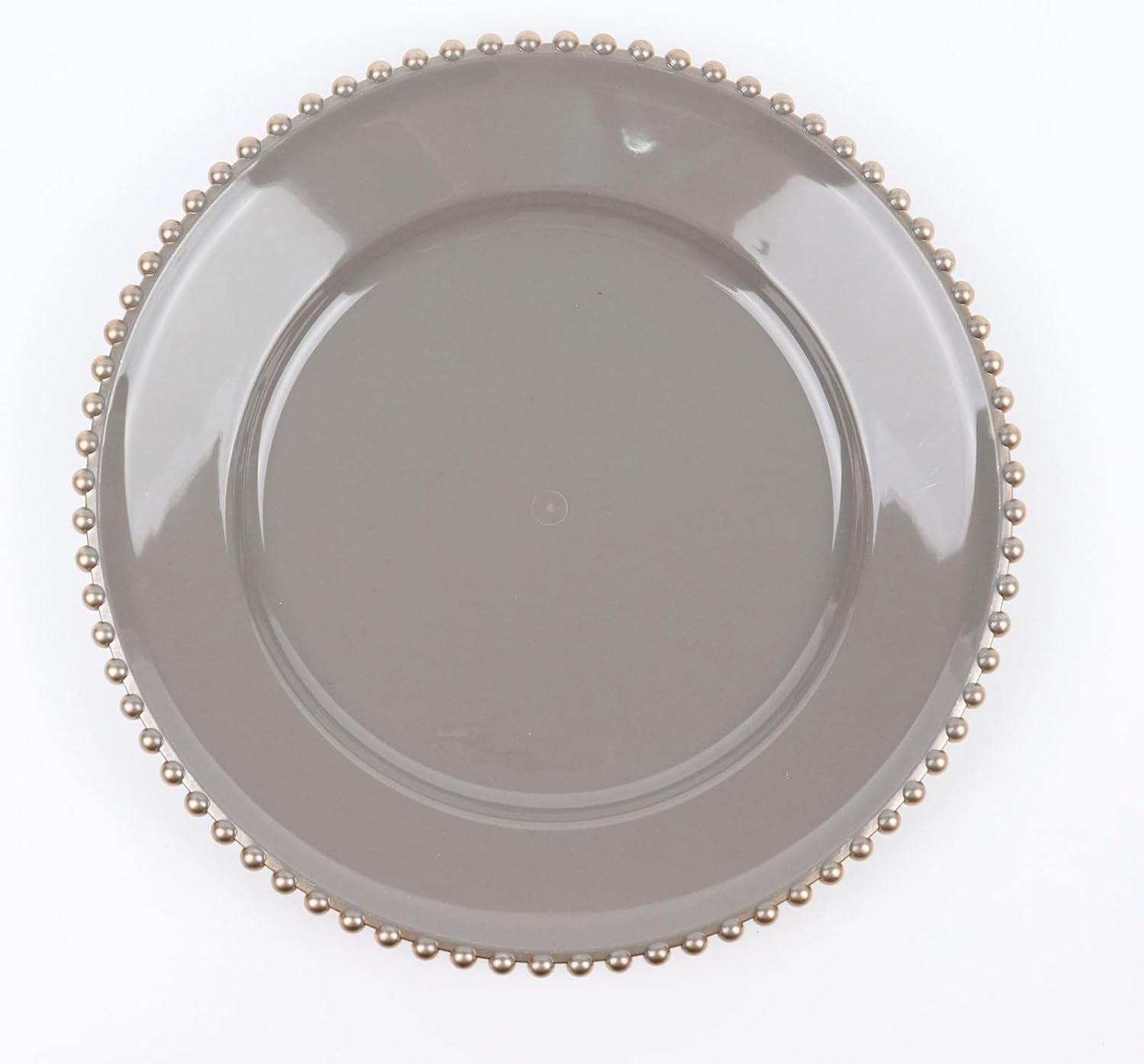 Efavormart – Paquete de 6 platos de carga redondos con borde de cuentas de plástico acrílico gris carbóndorado de 12 pulgadas
