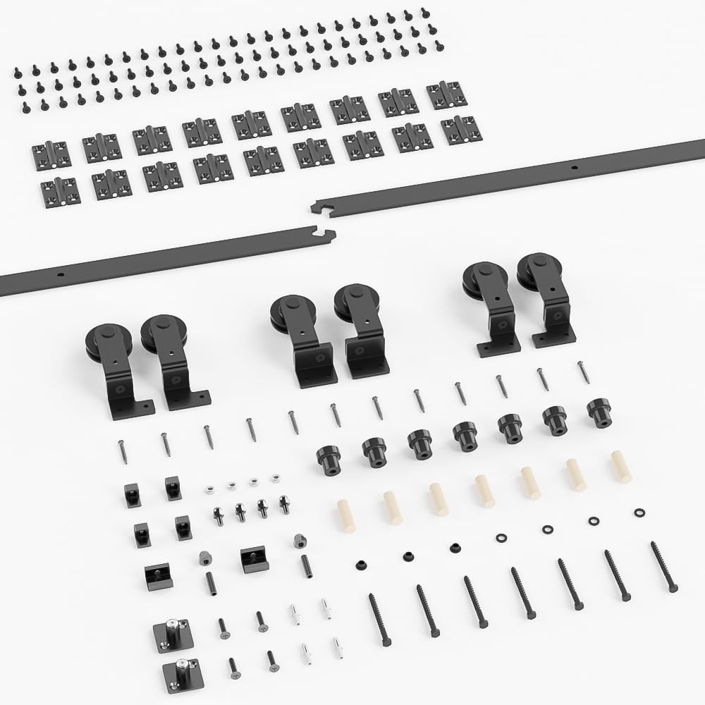 AONAYIOA Kit de riel de puerta corrediza de granero plegable de 6 pies72 pulgadas para interior de 8 puertas, resistente (puerta no incluida, solo