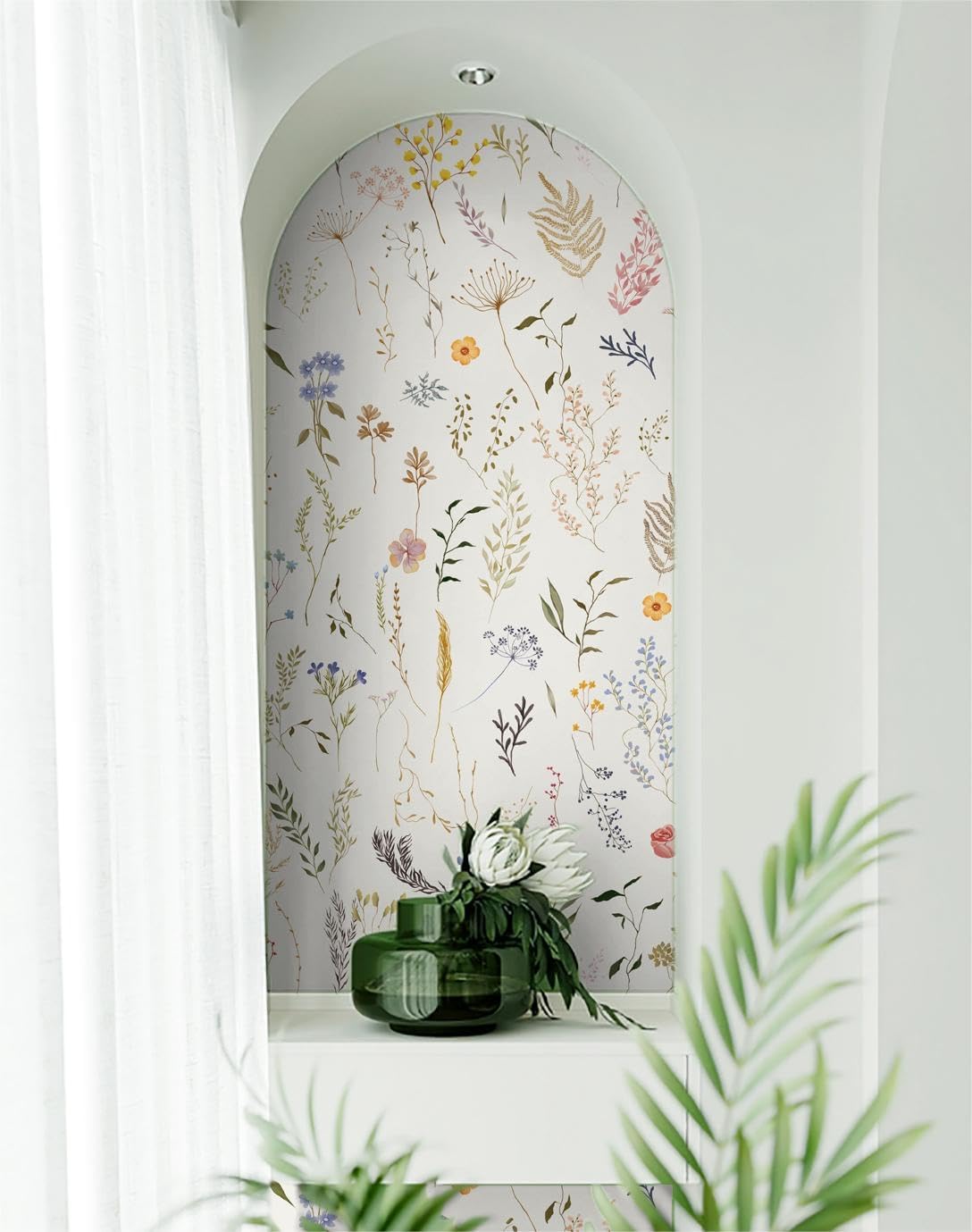 Dimoon Papel tapiz floral de 78.7 x 16.1 pulgadas, papel de contacto beige grueso, papel tapiz grueso de flores delicadas, impermeables, hojas