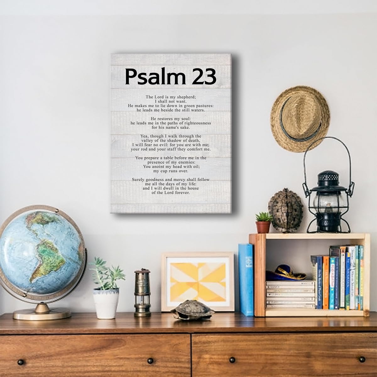 Póster cristiano del Salmo 23, el Señor es mi pastor, arte de pared en lienzo para decoración de oficina en casa, escritura positiva, pintura
