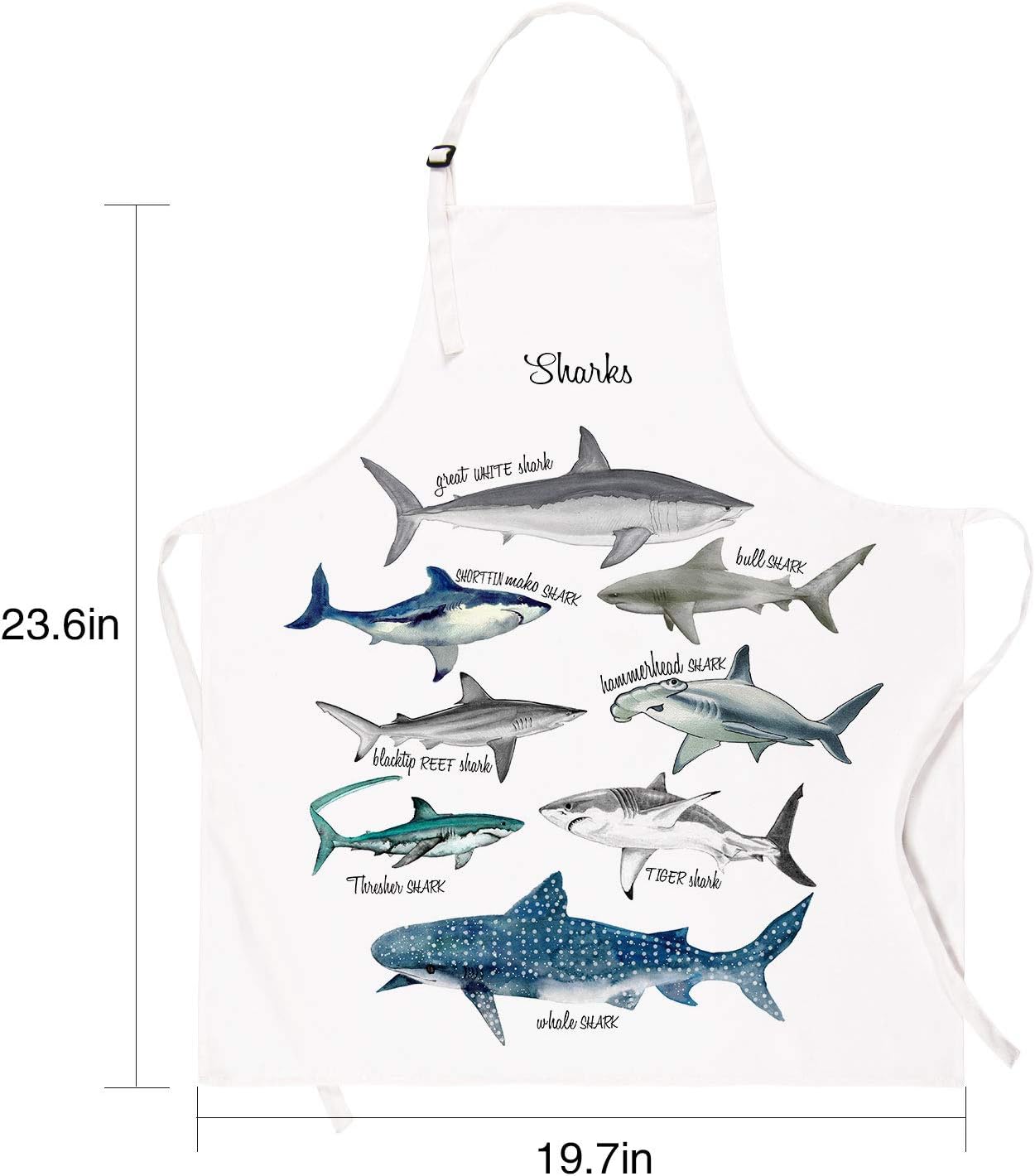 Delantal de tiburones para hornear, delantal impermeable para niños, con cuello ajustable, para fiestas, cocina, jardinería, pintura, manualidades