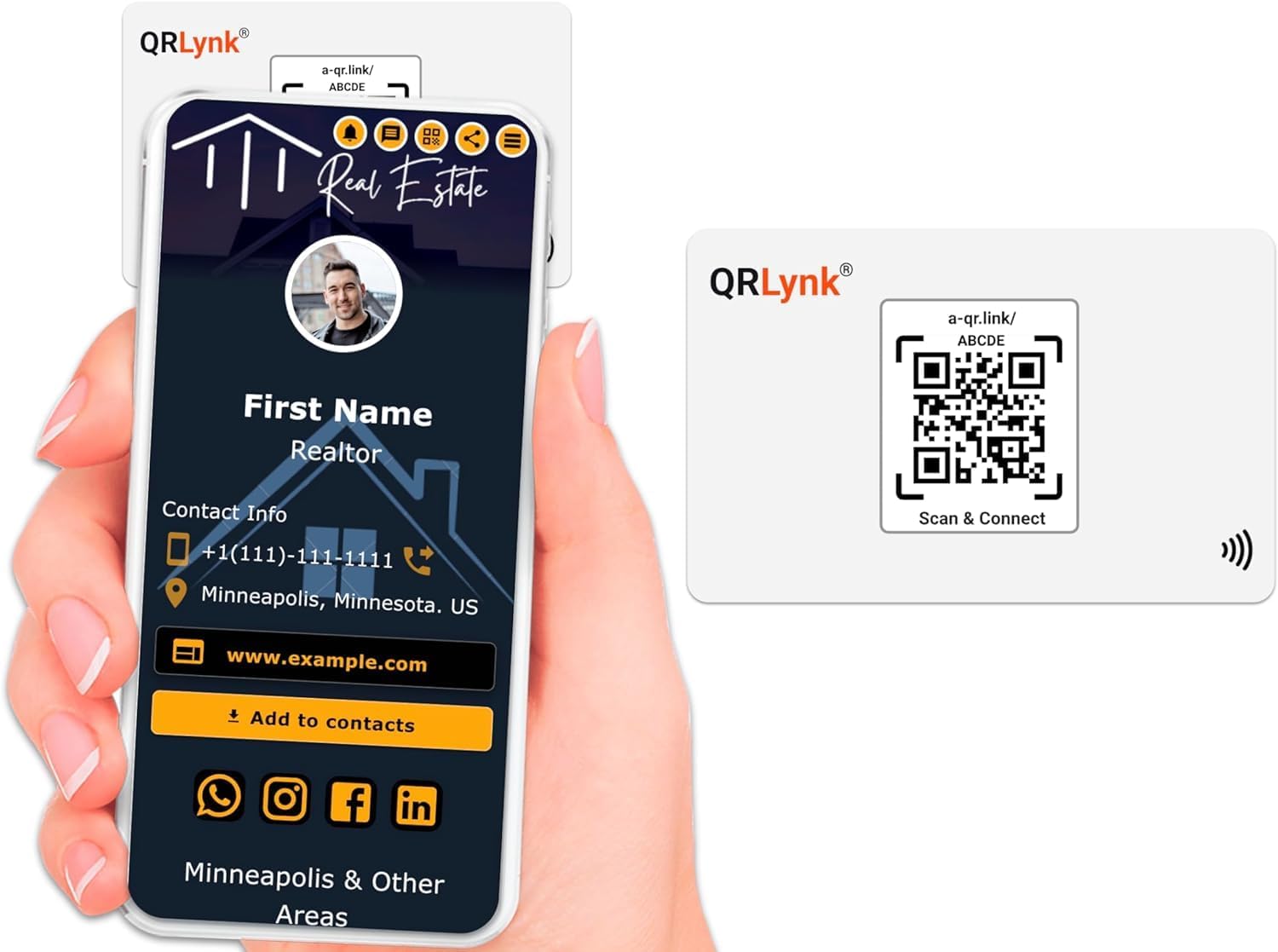 QRLynk Tarjeta Smart Tap – Tarjeta de visita con chip NFC – Ideal para compartir presencia digital – Funciona en iPhone y Android – Sin aplicación,