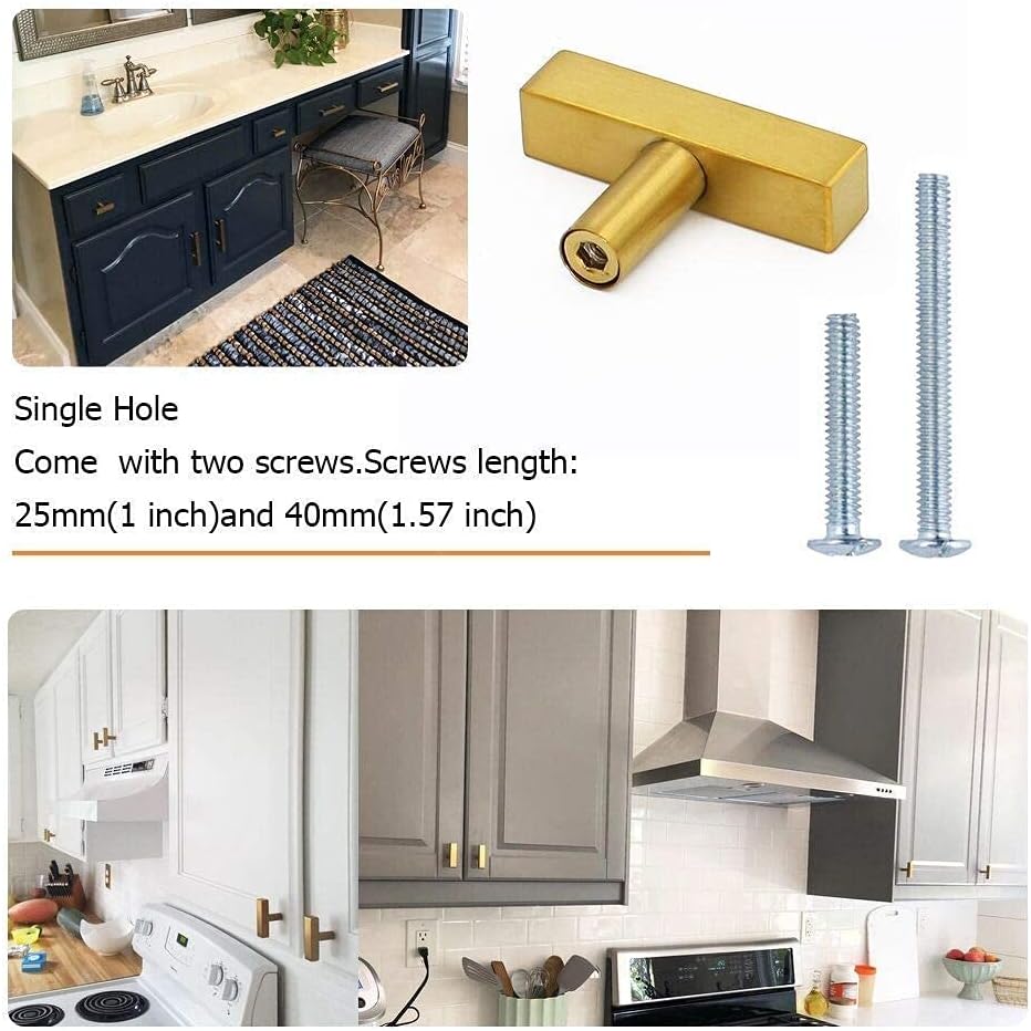 goldenwarm LS1212GD – Paquete de 15 pomos de latón cepillado para cajones  Perilla de acero inoxidable para gabinetes de cocina, pomos de un solo