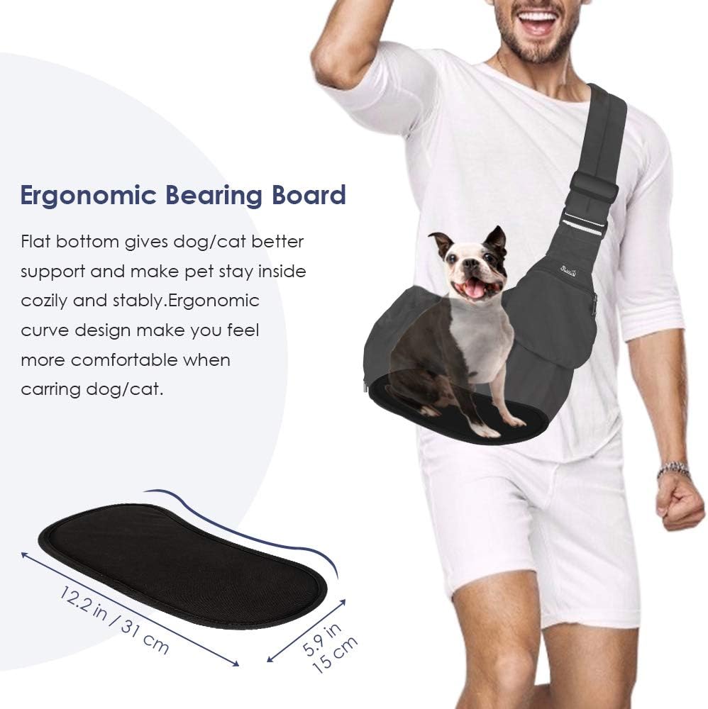 Lukovee Transportador para perros, soporte inferior duro y correa acolchada ajustable suave para perros pequeños, bolso para perro con abertura de