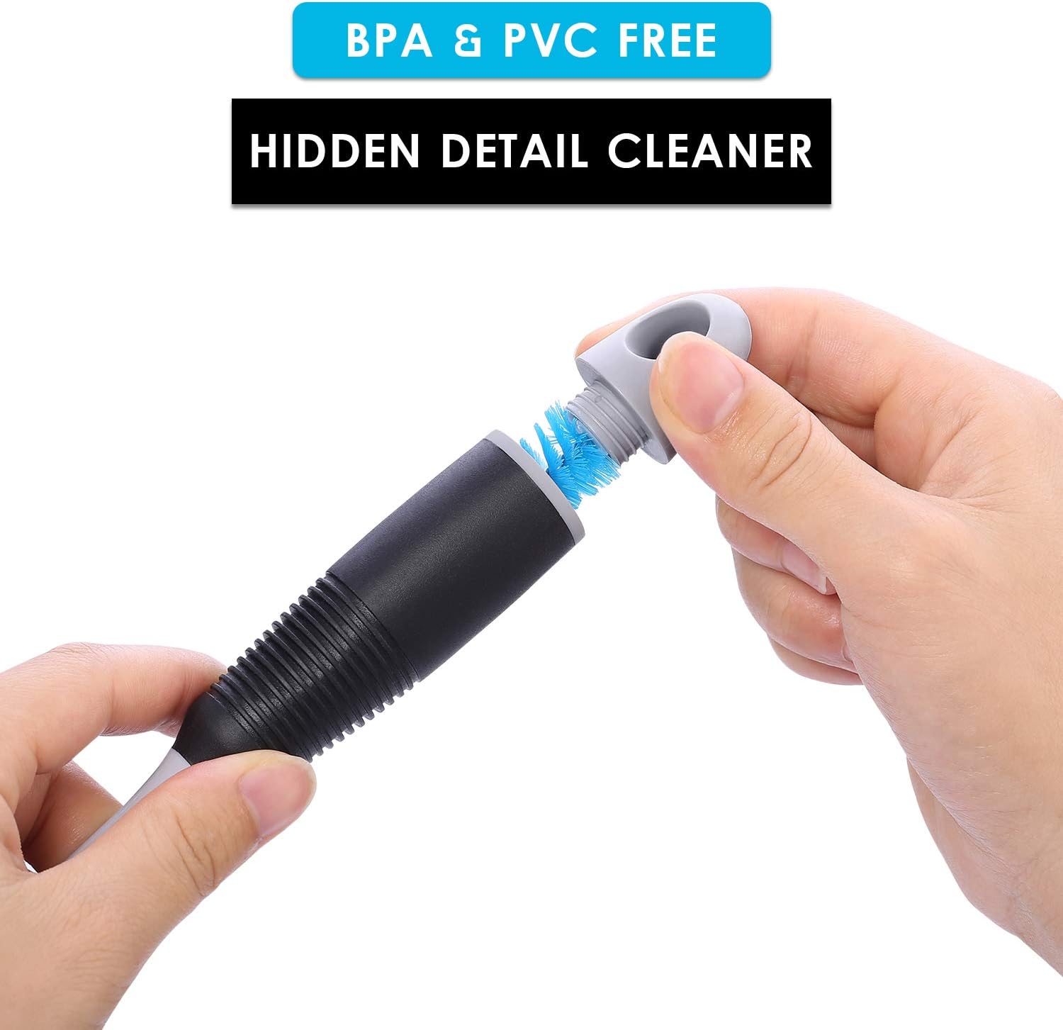 Cepillo para biberones con limpiador de pezones, cepillo de limpieza de botellas de agua de mango largo, construido para limpiar biberones, tazas