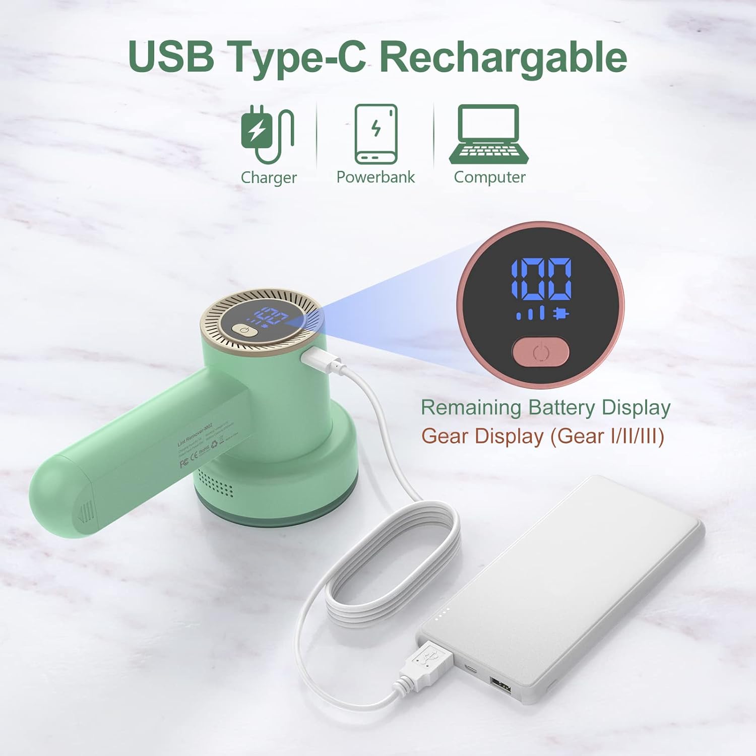 Afeitadora de tela recargable, removedor de pelusa eléctrico con 3 cuchillas y pantalla digital LED, afeitadora de píldoras de tela para suéter,