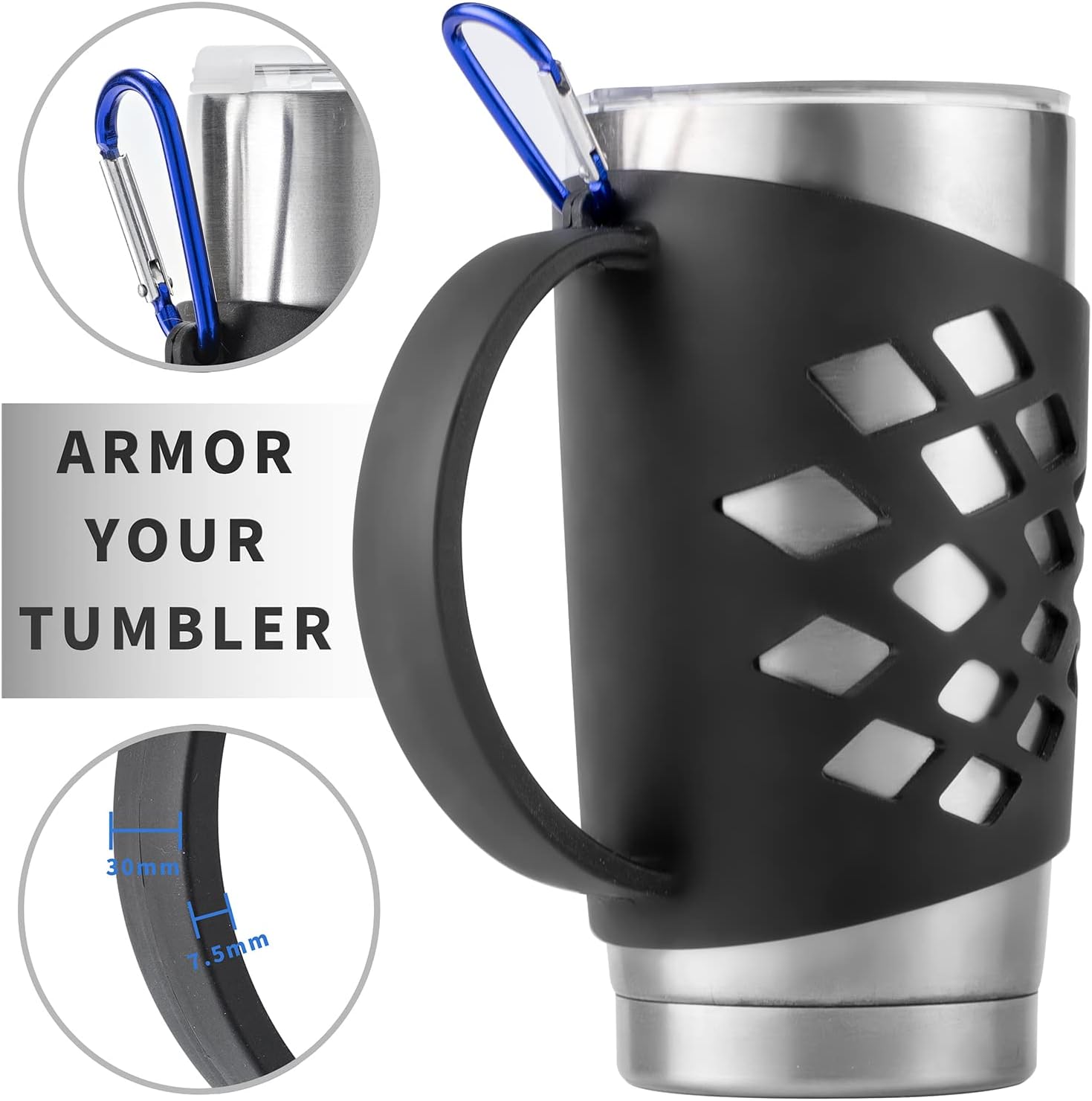 Generic Funda de silicona para vasos de 20 onzas, tazas de café aisladas al vacío, color morado