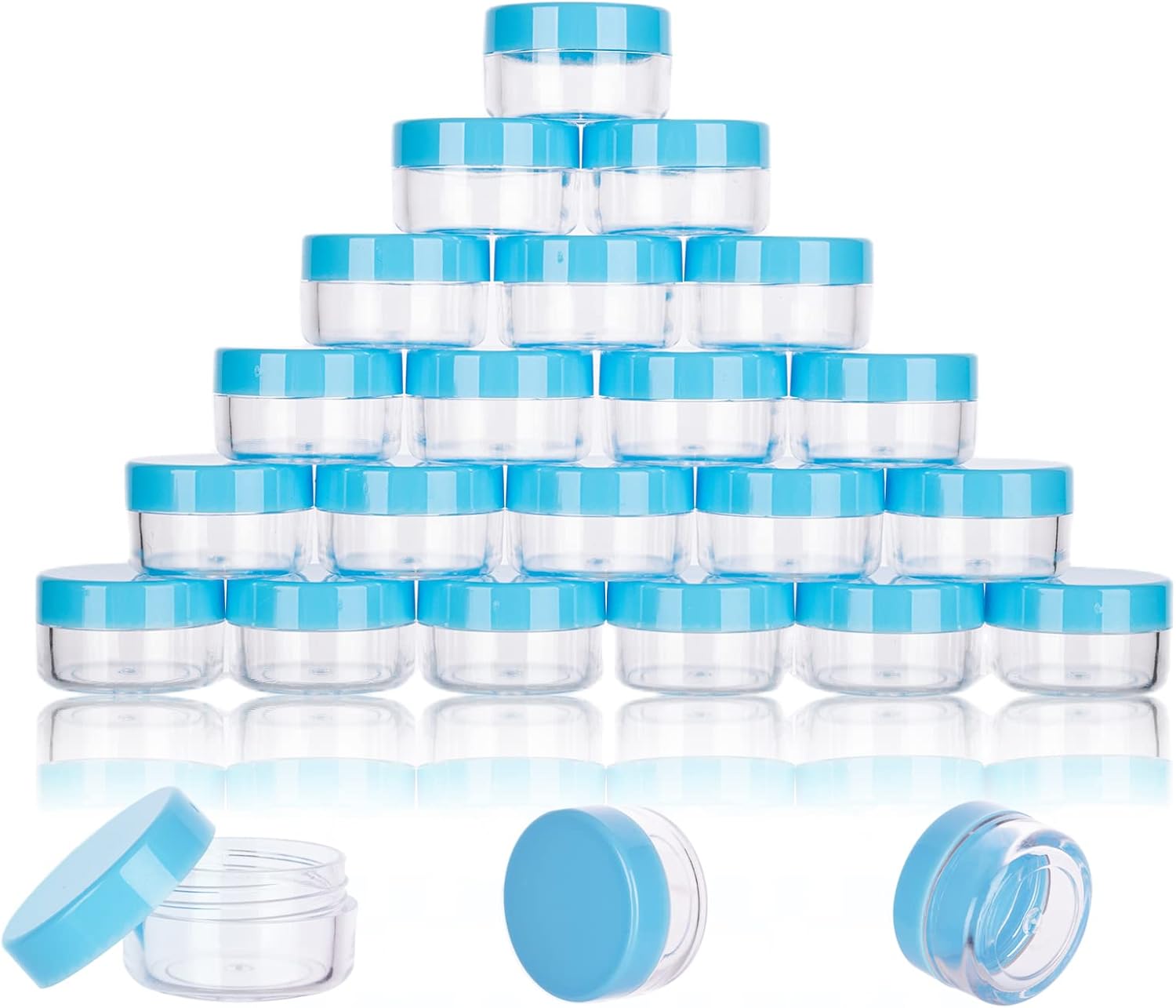 Recipientes de muestra de 0.18 oz con tapas, 25 frascos de muestra de 0.2 fl oz, recipientes vacíos para cosméticos con tapas, pequeños recipientes