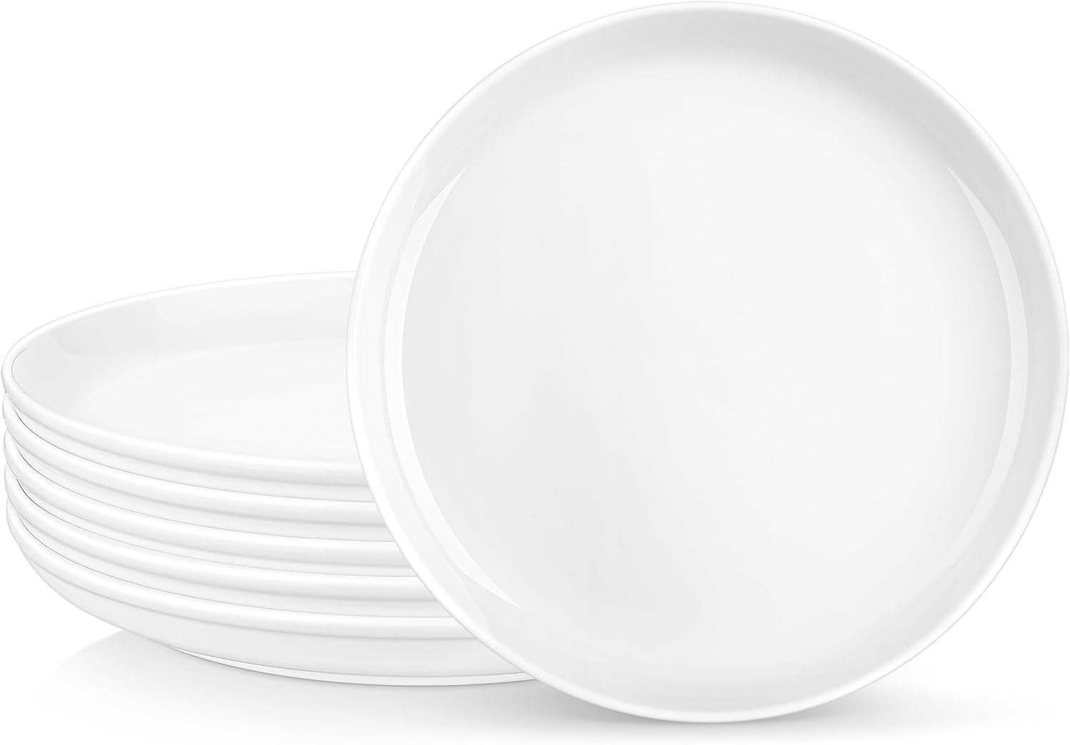 MALACASA Juego de 6 platos redondos de porcelana de 8.5 pulgadas para postre, ensalada, platos pequeños para cocina, microondas y horno, color