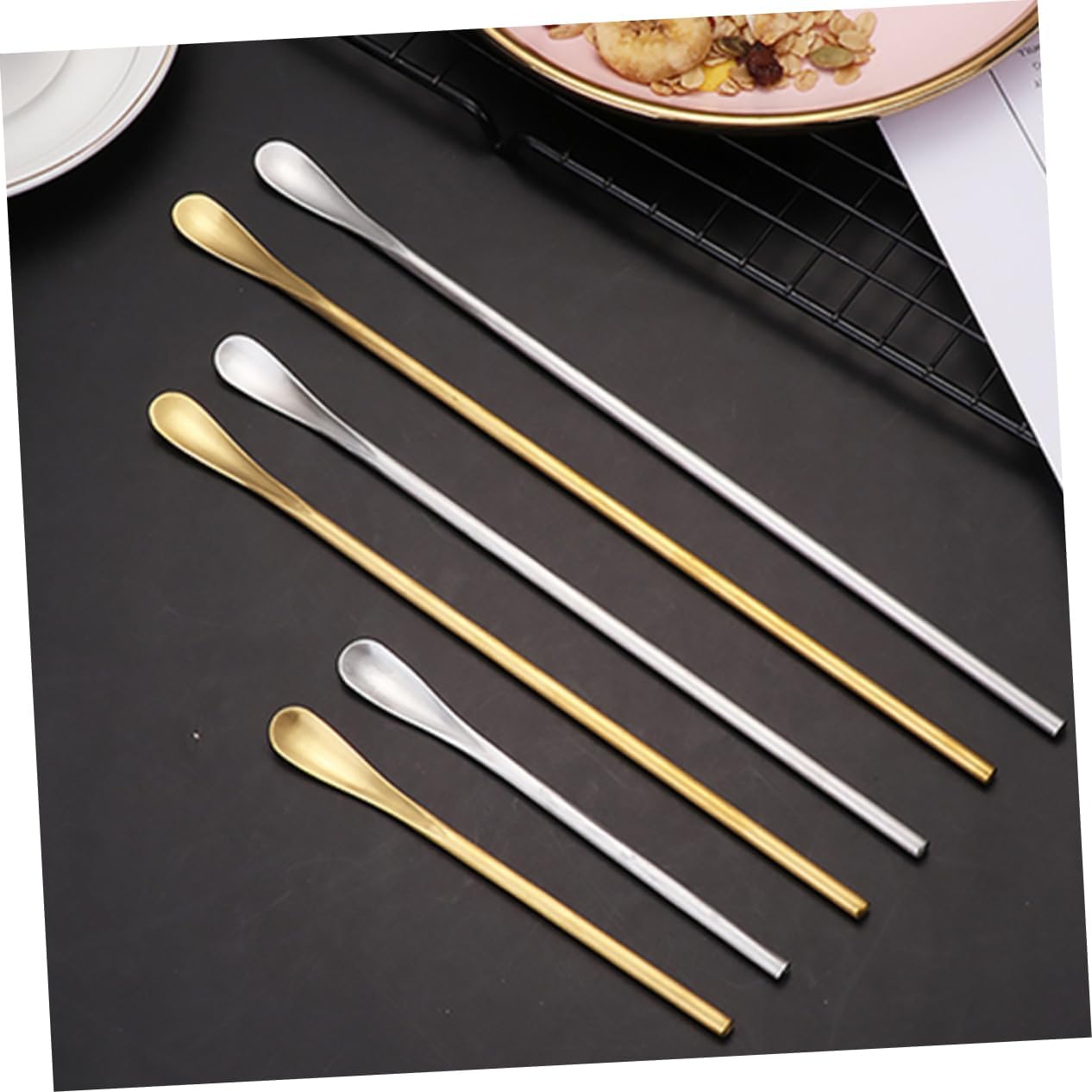 Cuchara de hielo de acero inoxidable, cucharas para remover miel, cucharas para mezclar café, cucharas para revolver bebidas, cucharas para revolver